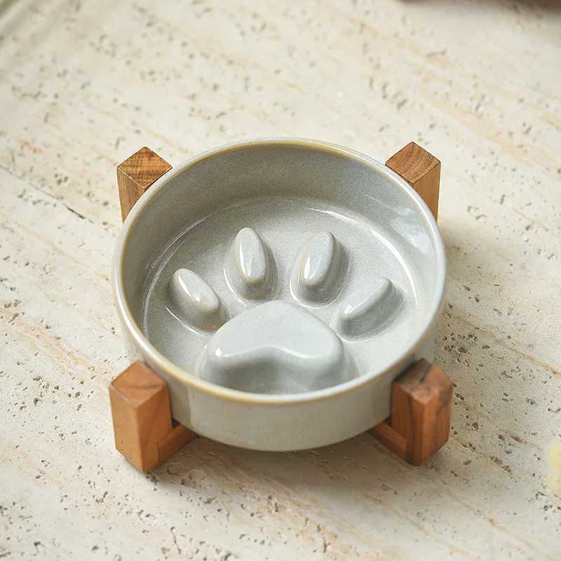 JapaneseStyle Gradient Glaze Ceramic Pet BowlAntiChoke Slow Feeder with NonSlip BaseRounded Design for Medium Dogs Puppie J251113