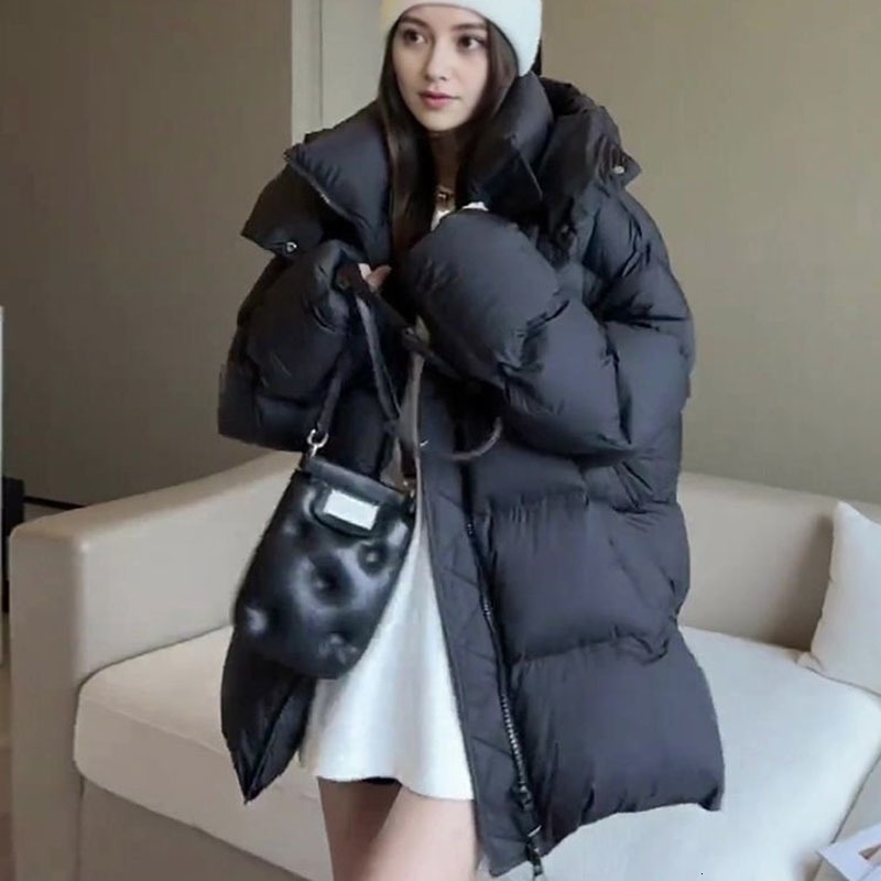 Fashion Down Women Cotton Coat Winter Fashion Warm Hooded Solid Color Thickenin Elegance Down CottonPadded Jacket H145 251029