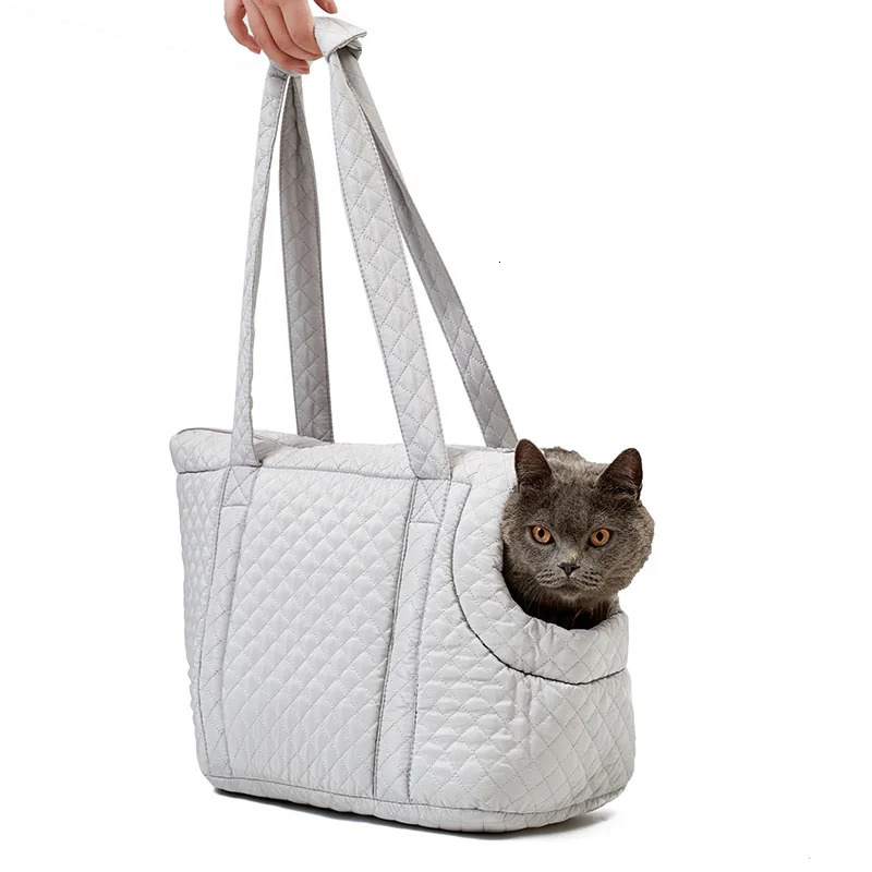 Pet Handbag Autumn and Winter UltraLight Quilted Cotton Pet Carrying Bag Single Shoulder Cat Outing Bag 251030
