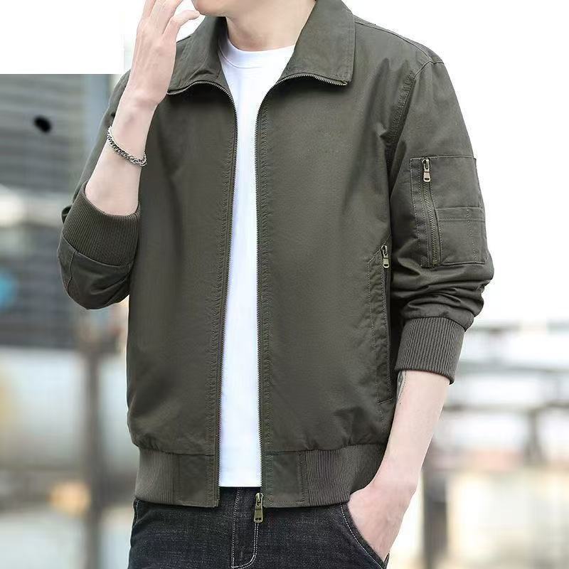 Spring And Autumn New Workwear Jacket Men's Pure Cotton Jacket Loose Large Size American Designer Coat Pilot Lapel Casual Jacket