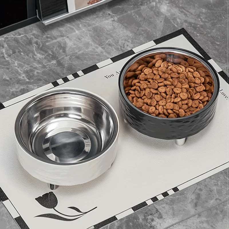 Elevated Stainless steel Pet Dog Cat bowl Heighten Neck Protection Food Bowl Antidumping Nonslip Suitable for Kittens and P J251113