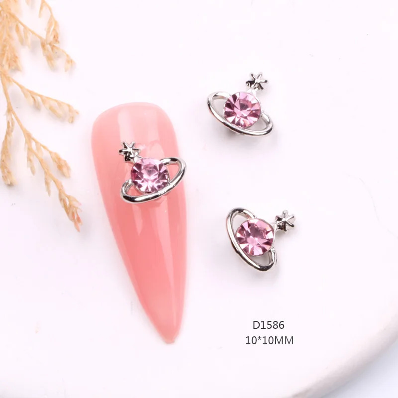 TSZS 10PCSLot 3D Nail Art Parts Metal Small Planet Love Heart Shape Nail Figures Charm Decorations Accessories Home DIY 251027