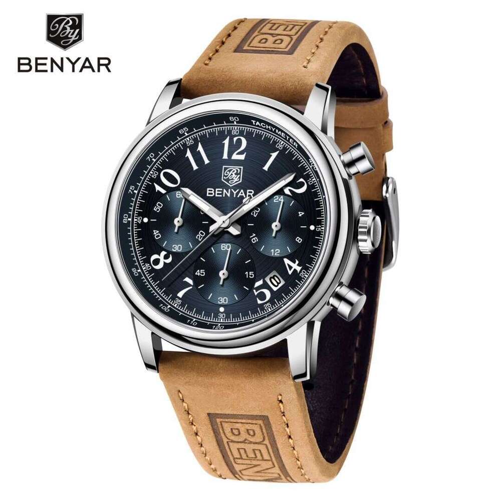 benyar binya new stainless steel pin buckle luminous calendar quartz sports watch for men by5190