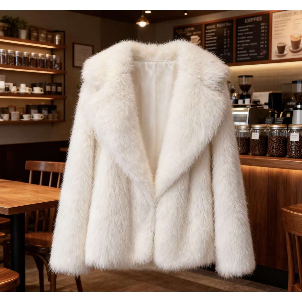 New Faux Fur Jacket Autumn Lapel Winter Loose Korean Style MidLength