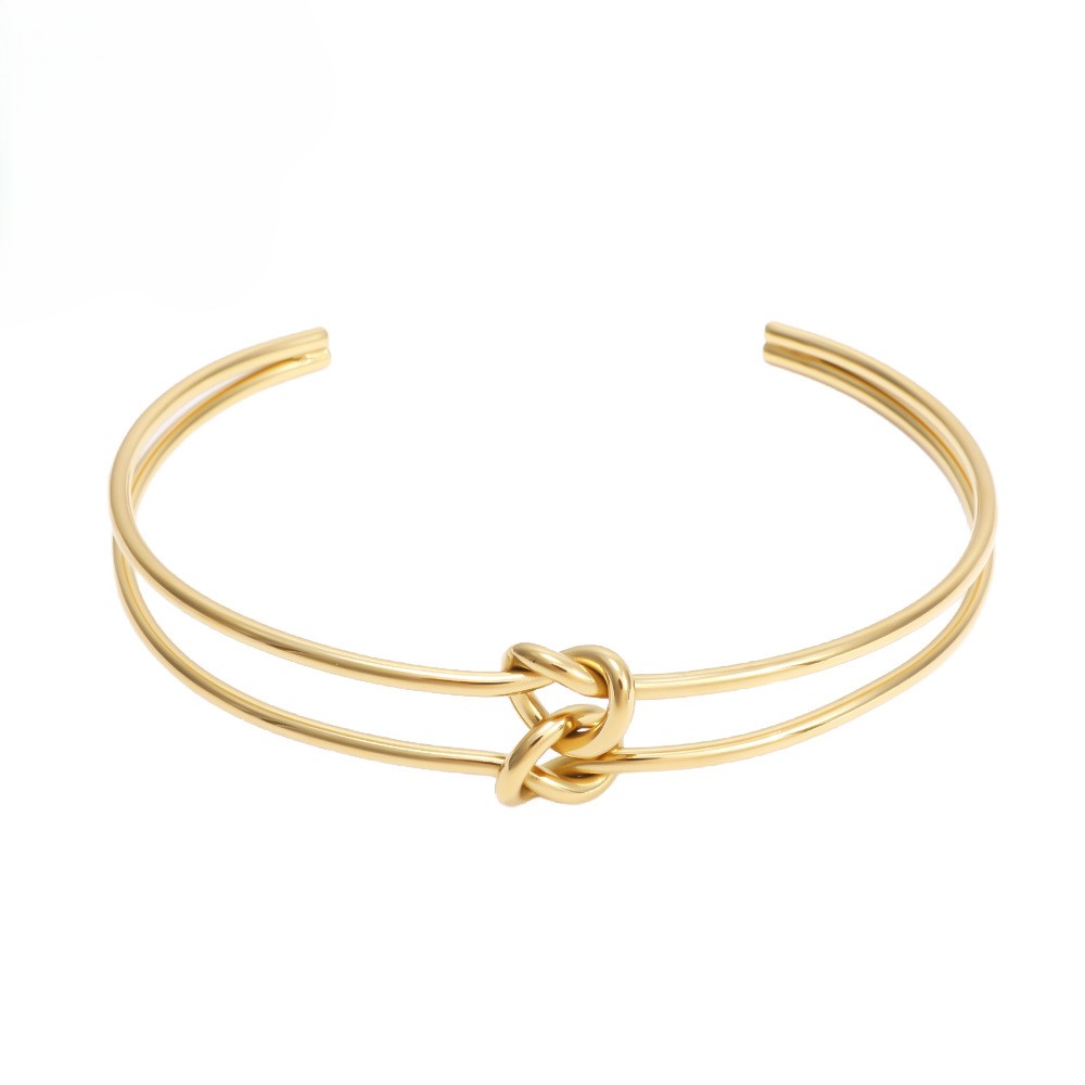 TaiYang New Double-Wrap Heart Knot Bracelet, Adjustable Open Cuff in Rose Gold Plated Copper for Unisex Wear For Women