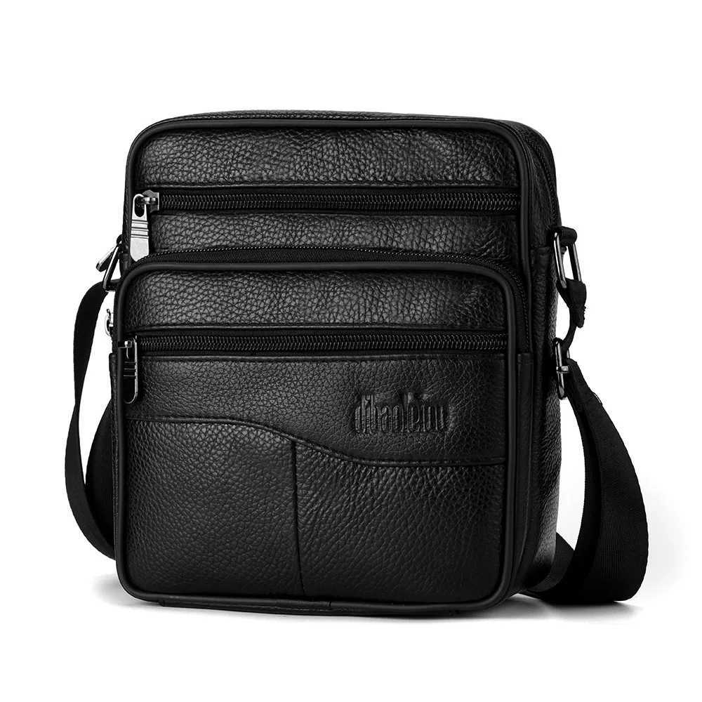 New Business Casual Mens Crossbody Bag Leather Strap For Men Black Courier Side Bag For Mens Postman Travel Bag Y251011