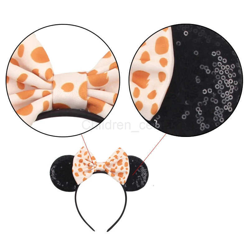 Disney 2025 Classical Mouse Ears Headband Embroidery 5 Sequins Dot Bow Hairband For Girls Featival Party DIY Hair Accessories H251030