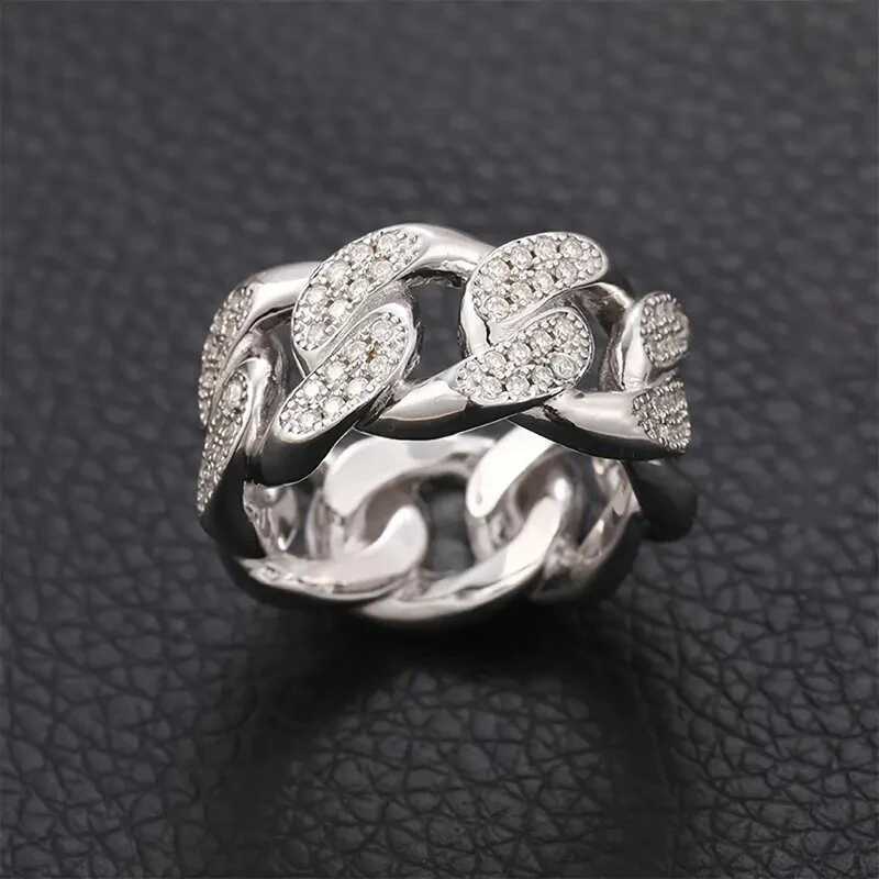 Huitan Metal Chains Linked Design Women Rings with Shiny Cubic Zirconia Hip Hop Rock Style Female Finger Ring Daily Wear JewelryW251030