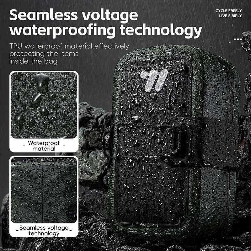 WEST BIKING Bicycle Saddle Bag 600D TPU Seamless Waterproof WearResistant Rotating Lacing Mini Saddlebag Bike Accessory H251029