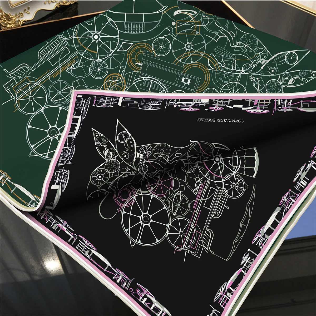 New Brand Twosided Print Headband Scarf Women Fashion 9090cm Silk Hijab Bandana Neckerhicef Sun Protection Shawl HeadscarfW251029