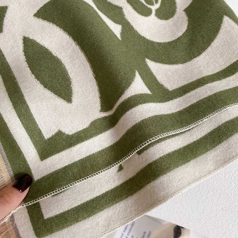 2025 New Fashion Brand Flowers Scarf for Women Warmer Winter Print Scarves ShAWls Female Thick Blanket WrAPs FoularDW251030
