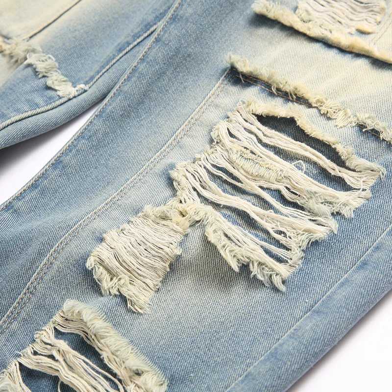 Nostalgic ripped jeans mens 2025 autumn collection trendy brand American retro washed loose straight leg fashionable long pants J251030