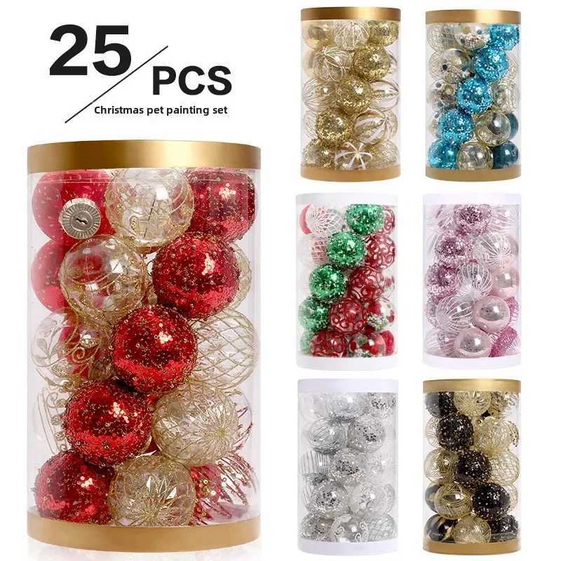 25Pcs 6CM Christmas Balls Big Ball Christmas Tree Pendant Ornaments for Party Decor 2025 New Year Navidad Gifts Accessory LIJIAO C251030