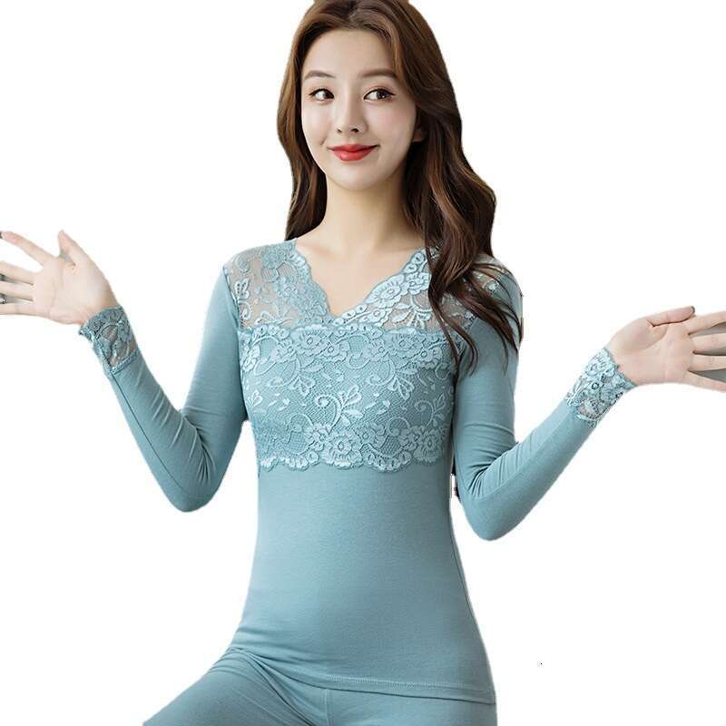95% Thermal Underwear Set Women, Thin Cotton Tops Bottoms Middle School Students, Comfortable Sleepwear for Autumn and Winter