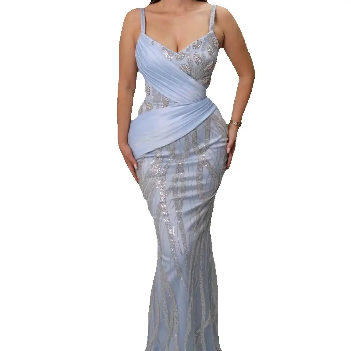 Elegant Prom Gown Strapless Evening Dress Sequins Party Prom Dresses Sleeveless Bridal Gowns Robes De Mariee Size Customized vestido de novia L252832