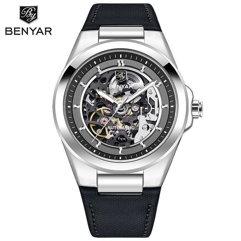 benyar b binya cross hollow movement novel design highquality alloy case mens mechanical watch by5207m