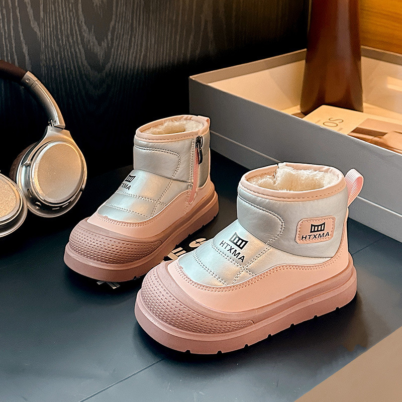 New children's cotton boots, snow boots, wool lining, thickened oversized girls' protective cotton shoes, warm cotton boots, fashionable des