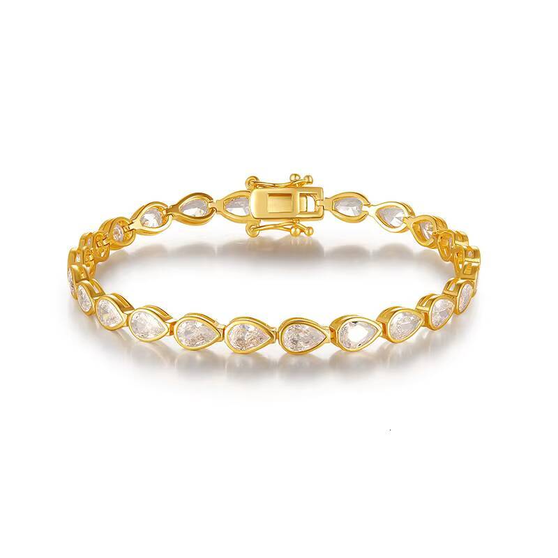 46mm Pear Cut Moissanite Iced Out Tennis Bracelet Geometric Gold Cuff Bracelet Silver Gold Plated Luxury Jewelry for Women