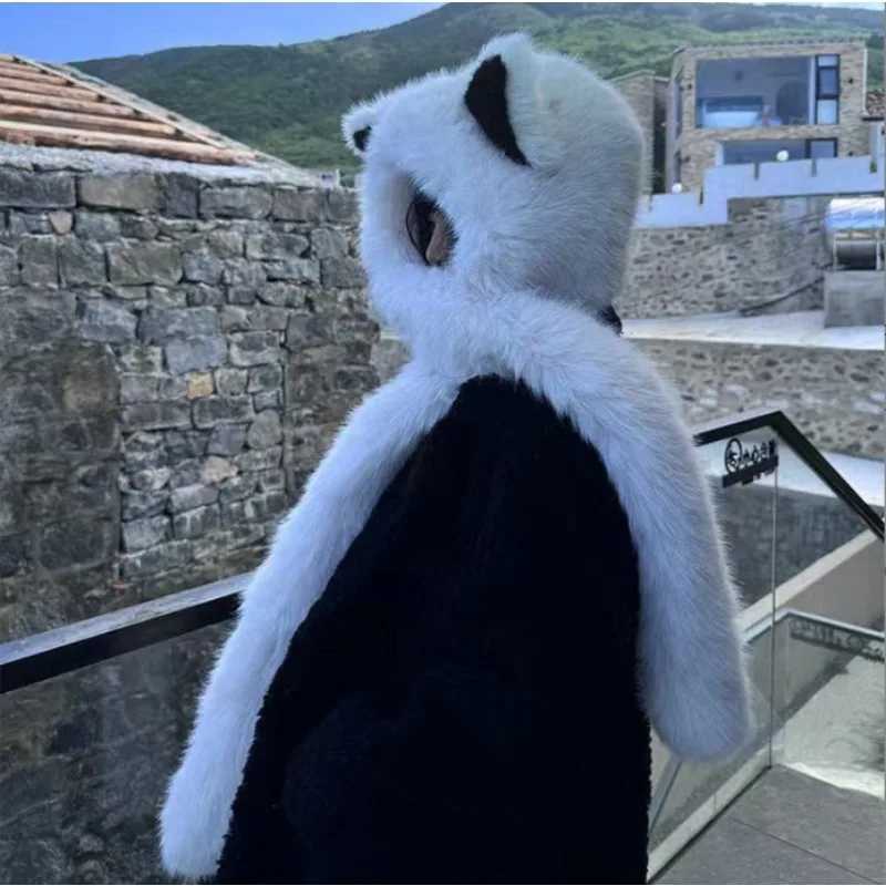 2024 New Womens Plush Fox Ear Bucket Hat ScarfIntegrated Warm Winter Cap with FaceFlattering DesignXJ251030