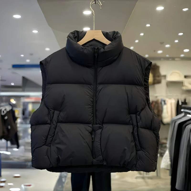 Short Down Cotton Jacket for Women Autumn Winter Puff Feel Versatile Vest 251029