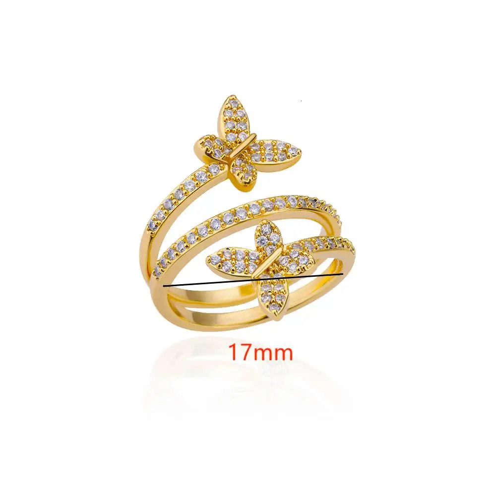 Zircon Double Butterfly Rings For Women Stainless Steel Gold Color Open Multilayer Ring Fashion Wedding Party Jewelry 251023