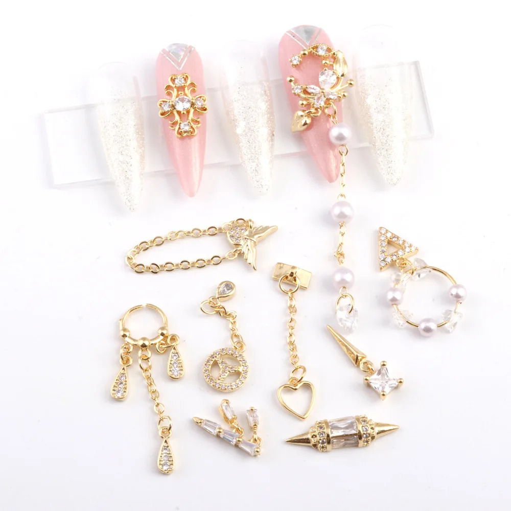 LZ Nail Art Rhinestones Zircon Jewelry Light Diamond Microset Zircon Chain Pendant Decorations 251027