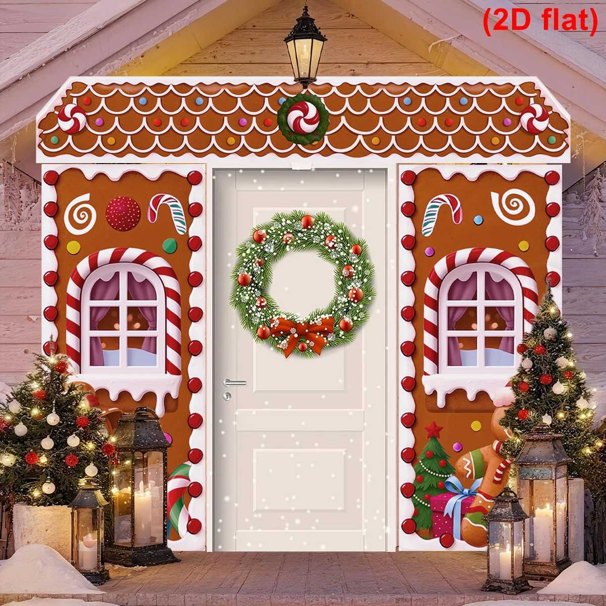 Christmas Gingerbread Man Banner Couplet Christmas Decor for Home 2025 Door Cover Xmas Ornament Navidad Natal New Year Gift 2026 C251030