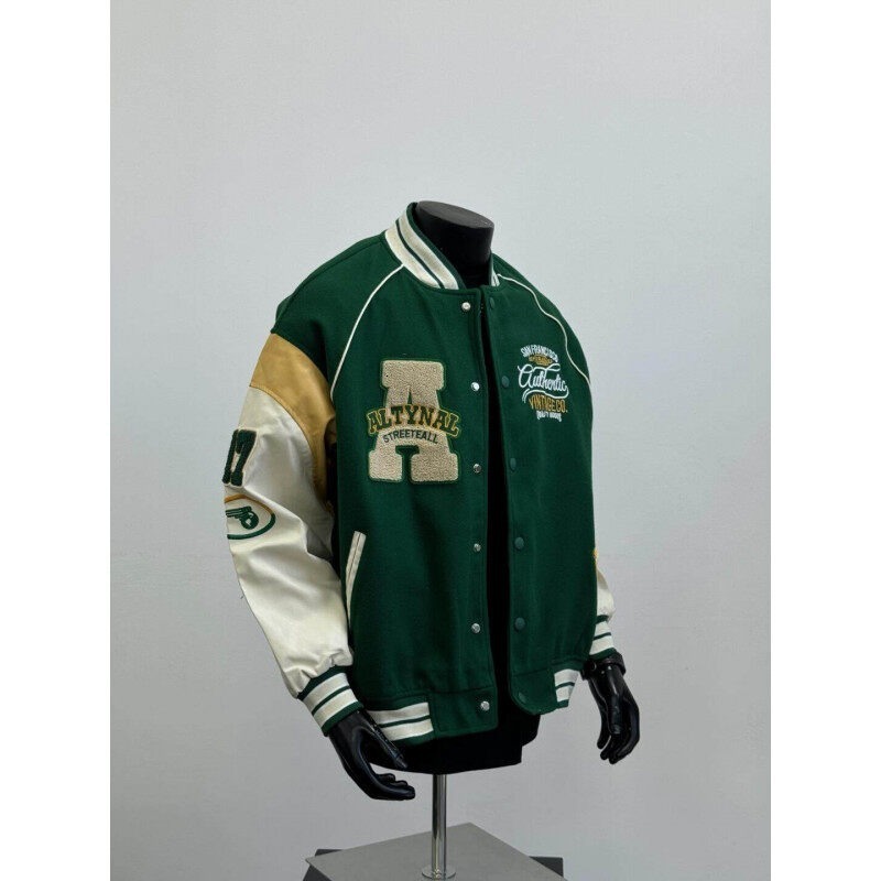 American Style Letter Flocking Patchwork Baseball Jacket for Men New Spring and Autumn Hip-Hop Designer coat Loose Fit Versatile Trendy Jacket Coat