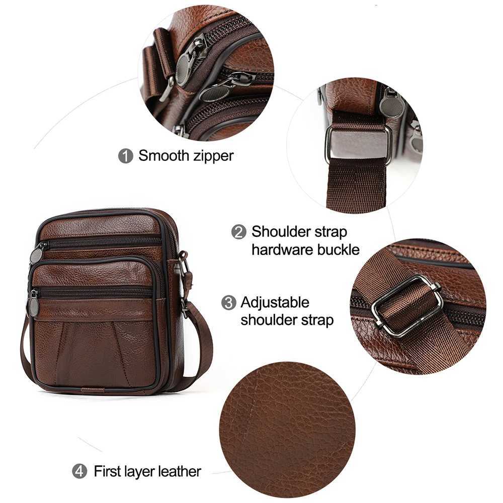2024 New Casual Vintage Brown Black Coffee Cowhide Genuine Leather Shoder Mini Wen Men Messenger Bag for Phe Purse M6033 Y251011