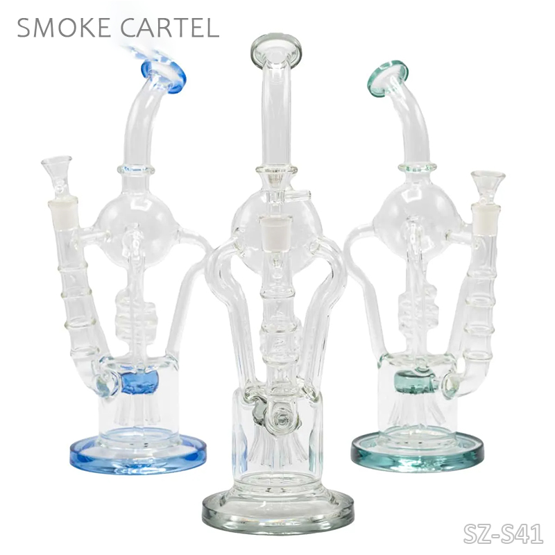 Lookah 13 Inch Colorful Birdcage - Helix Sprinkler Perc, 14.4mm Joint, Cool Glass Bong Smoking Water Pipe