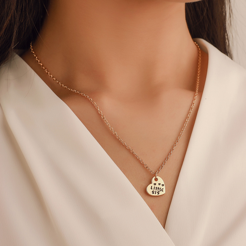 Family Letter Set of Three Large Medium Small Moon Heart Pendant Necklace