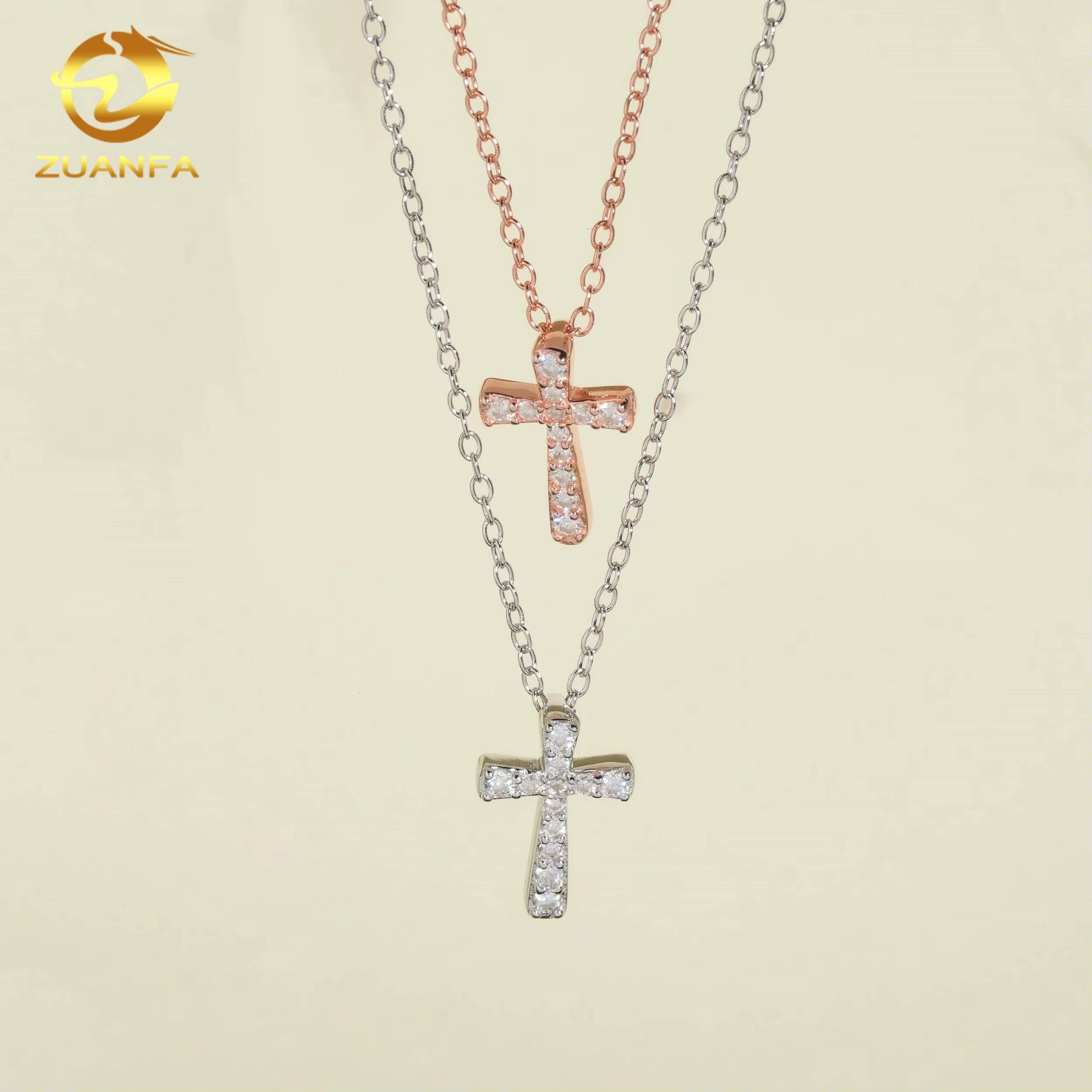 Iced Out Hip Hop 925 Silver VVS Moissanite Cross Pendant Necklace Men Women Fashion Diamond Necklaces Daily Wear