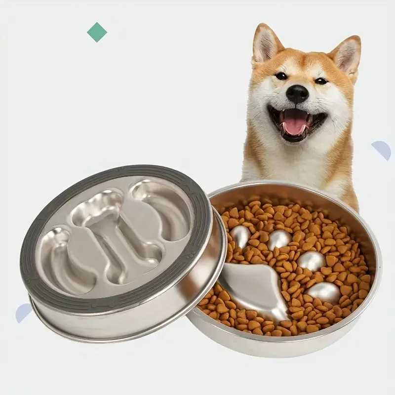 Premium Stainless Steel Pet Bowl Cervical Spine Protection for Dogs Cats Pet Choke and Choke Prevention Slow Food Bowl J251113