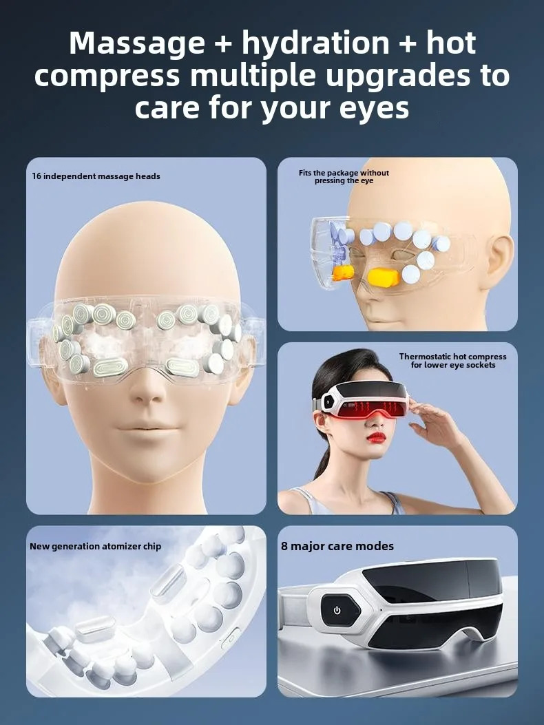 XINDU 16 Massage Points Highquality Steam Atomization Eye Massager Relaxing Compress Eye Mask Upgrade Bluetooth 251027
