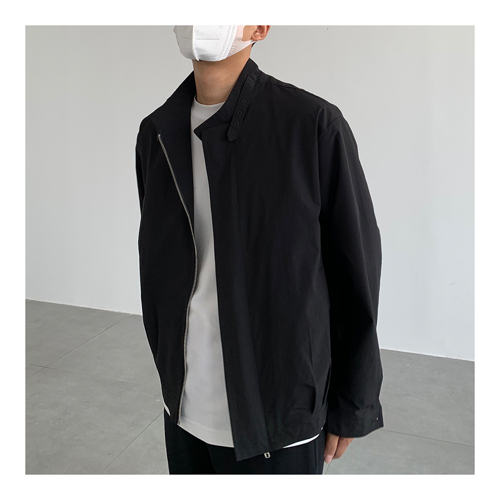 Minimalist Design Loose Black Jacket 2024 Spring And Autumn Season Coat Small Stand Designer Coat Collar Top Men's Cardigan Shirt Trendy Brand