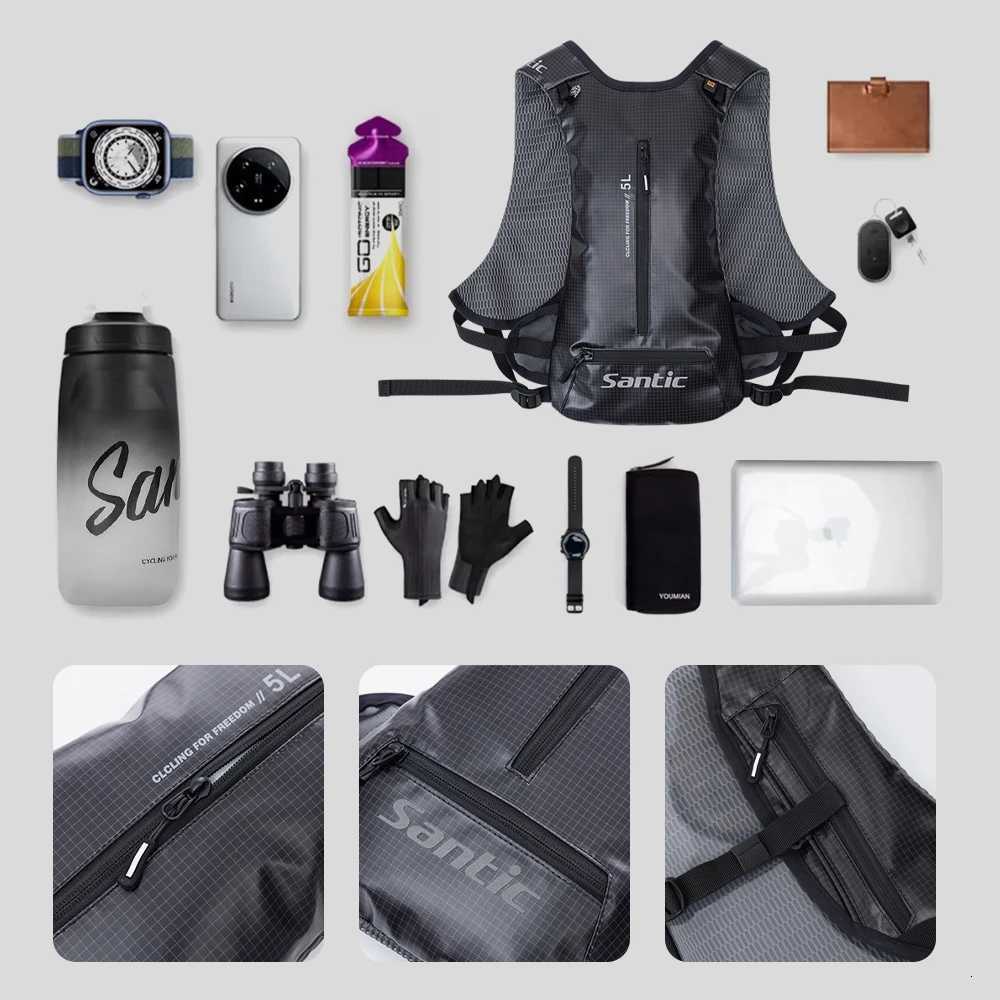 Santic Cycling Backpack Waterproof Road Bike Outdoor Lightweight Cycling Backpack Reflective Safety Multi Bag Storage TZ25P227H H251029