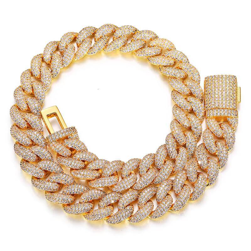Fashion HipHop Chain Luxe GoldPlated Brass Necklace with Moissanite Rapper Style Jewelry