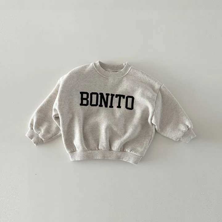 Winter New Baby Girls Long Sleeve Fleece Sweatshirt Letter Embroidery Boys Plus Velvet Thick Casual Pullover Kids Warm ClothesT251030
