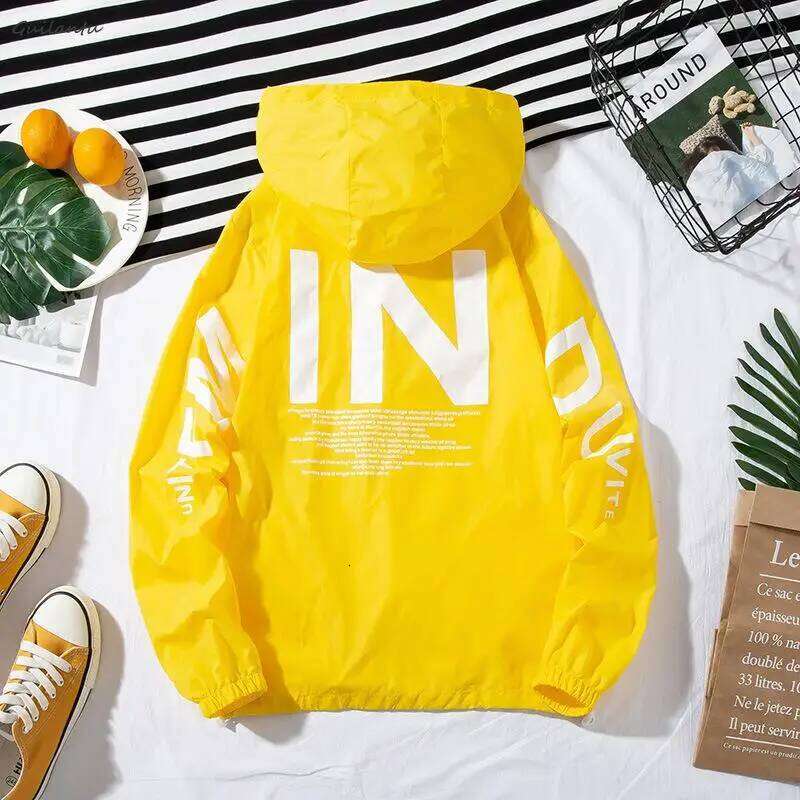 Summer Plus Size Windbreak Sweatshirt Jacket Women Fashion Hooded Zipper Letter Bombers Coat Female Yk2 Streetwear Outerwer