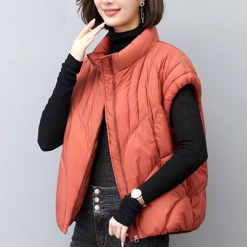 Down Cotton Vest Womens Autumn Winter Loose Fashion Allmatch Warm Sleeveless Waistcoat Jacket Female Tops 251029