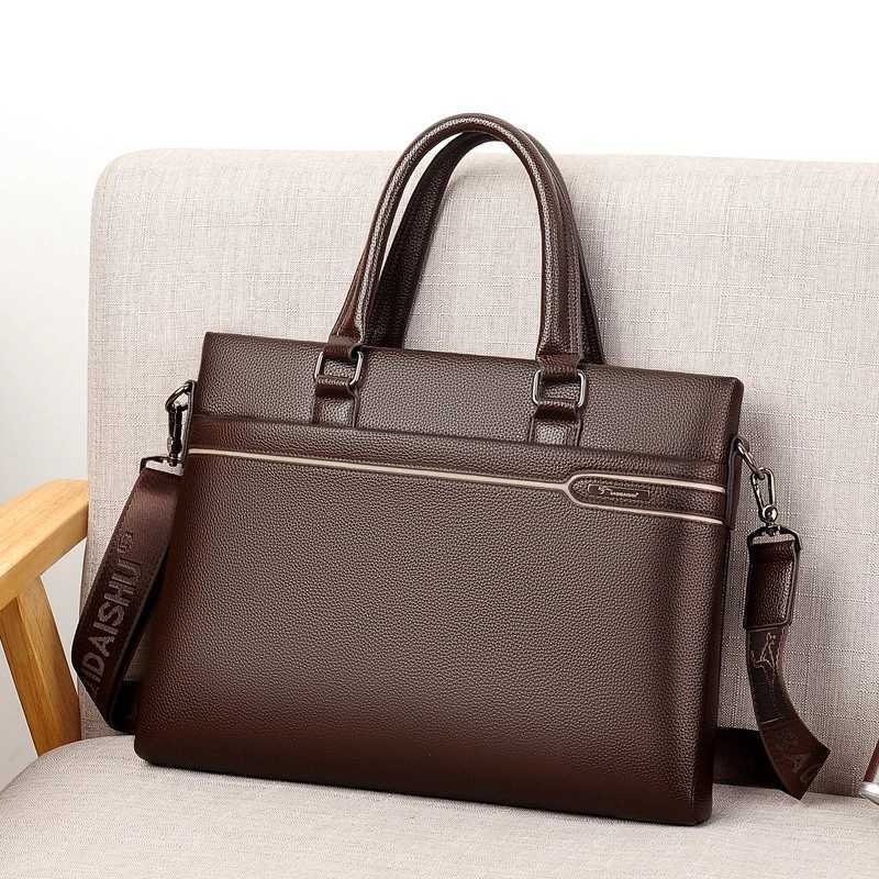 2025 New Luxury PU Leather Business Mens Briefcase M Briefcase Shoder Bag Men Messenger Bag Solid Tote Cputer Bag Y251011