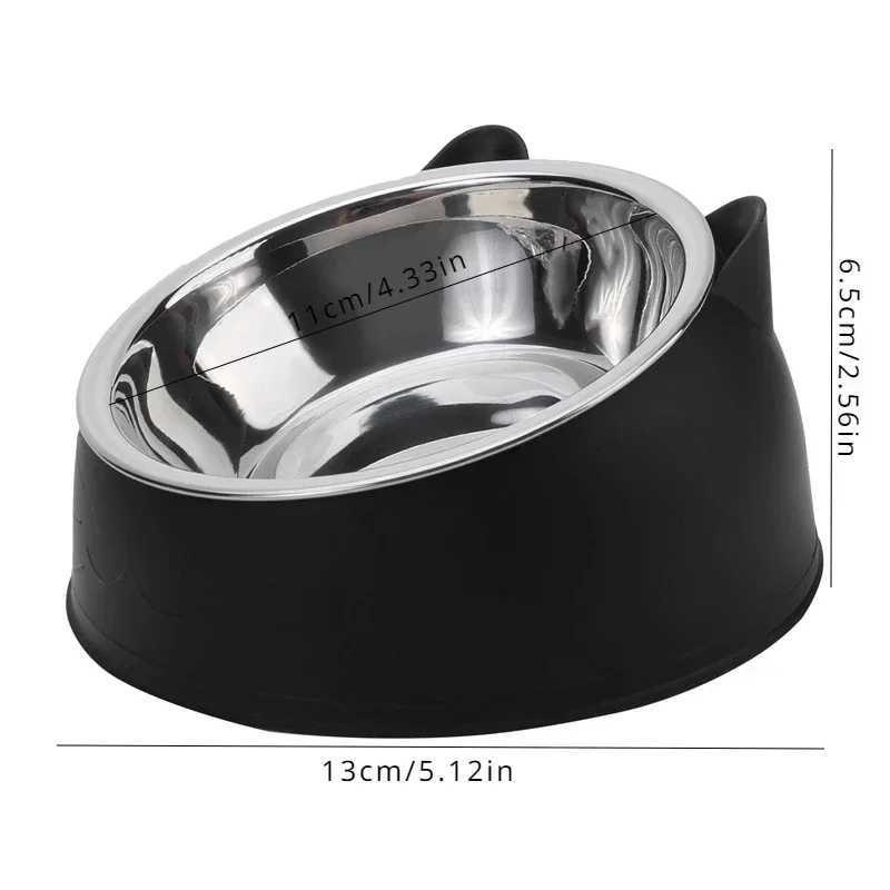 100ML Cat Dog Bowl 15 Degrees Raised Non Slip Puppy Base Cat Food Drinking Water Feeder Tilt Safeguard Neck Pet Bowl Accessories J251113