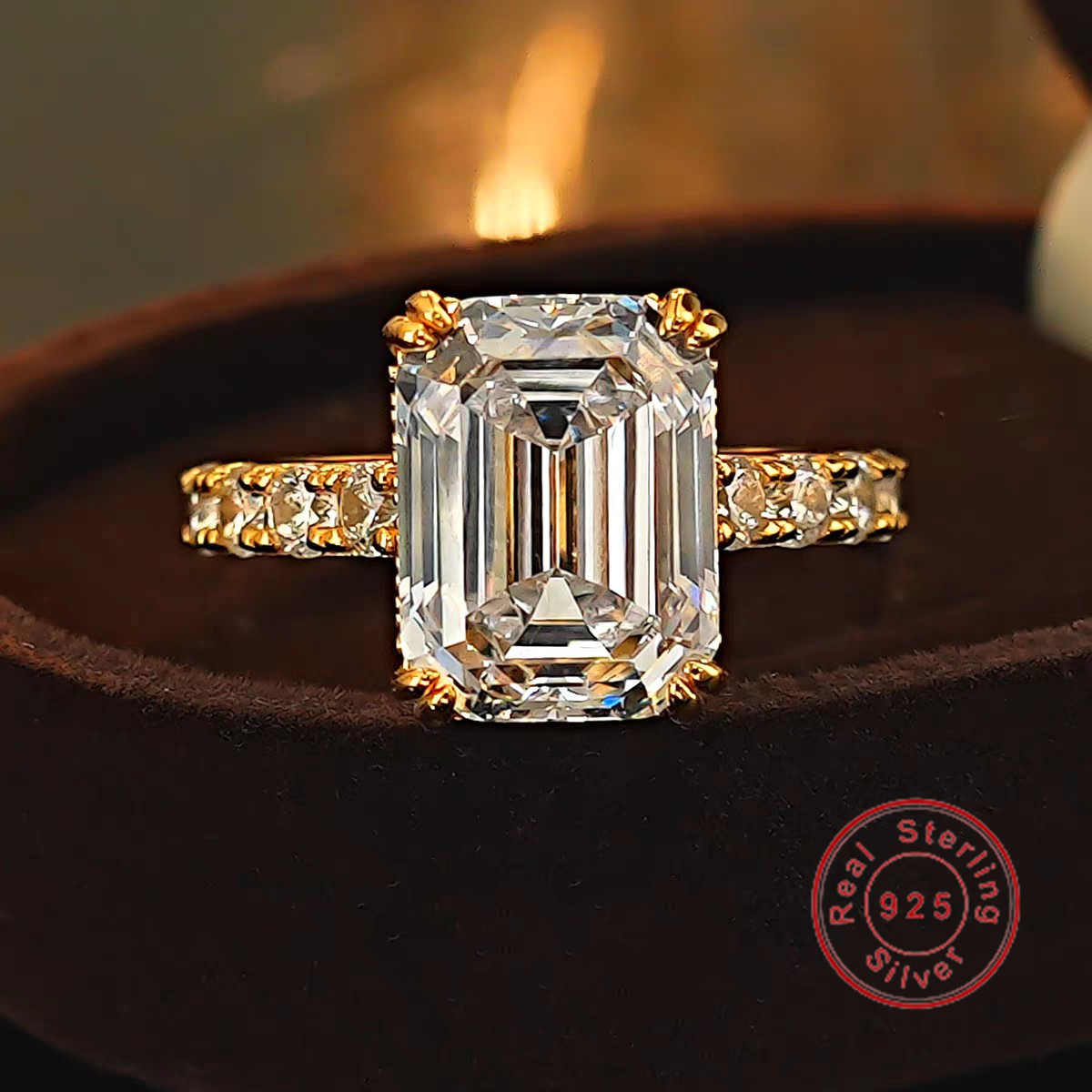 Choucong Wedding Rings Luxury Jewelry Genuine 100% 925 Sterling Silver 18K Gold Fill Emerald Cut White Lab Moissanite Diamond Women Ring For Lover Gif