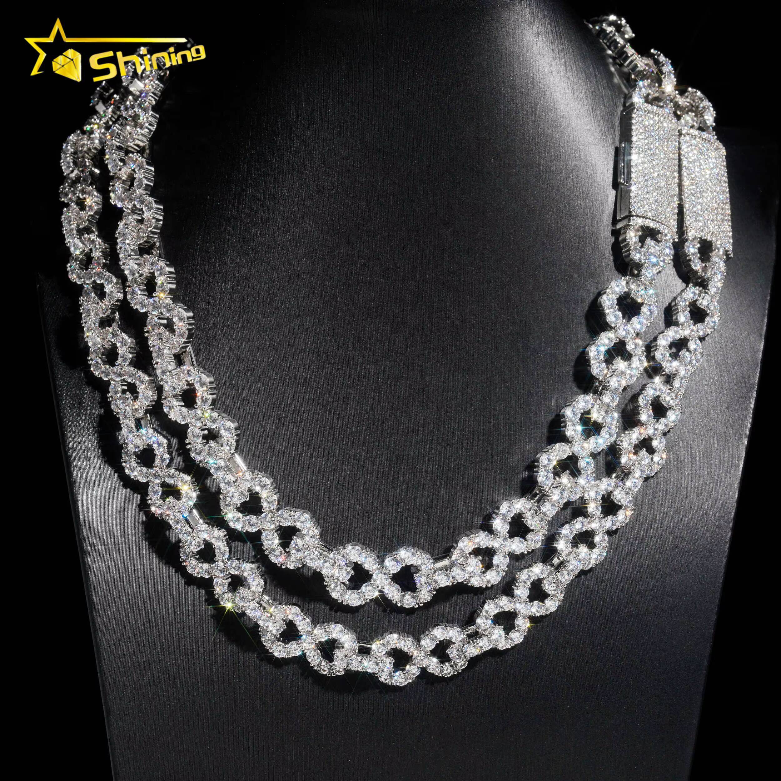 Pass Diamond Tester Cuban Link Chains 925 Sterling Silver Necklaces Hip Hop Men Fashion 13mm 15mm Moissanite Cuban Link