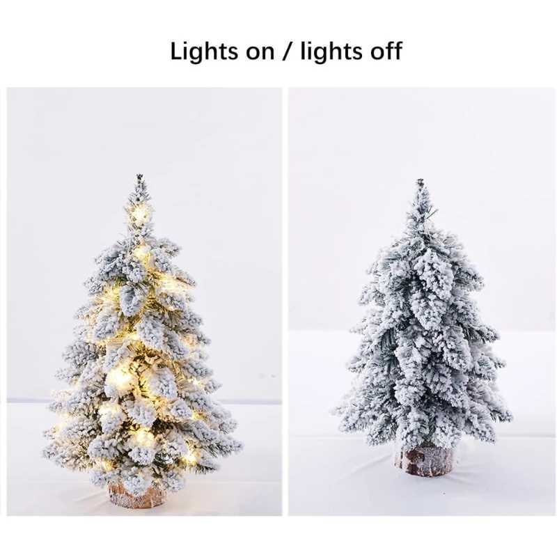 4560 CM High Christmas Tree with PVC Snowflakes Flocked Tabletop Decor Tree for Home Office Party Holiday Christmas Decorations C251030