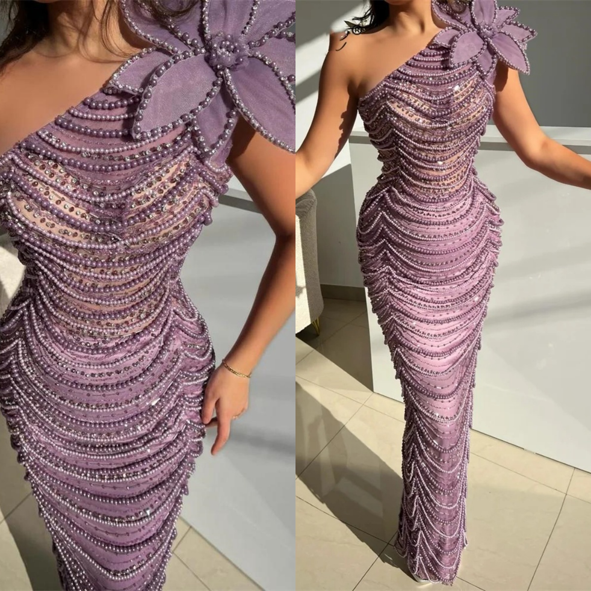 Luxury Full Pearls Beading Evening Dress Formal Occasion Prom Gowns Second Reception Birthday Party Dress Arabic Robe de soiree femme O30