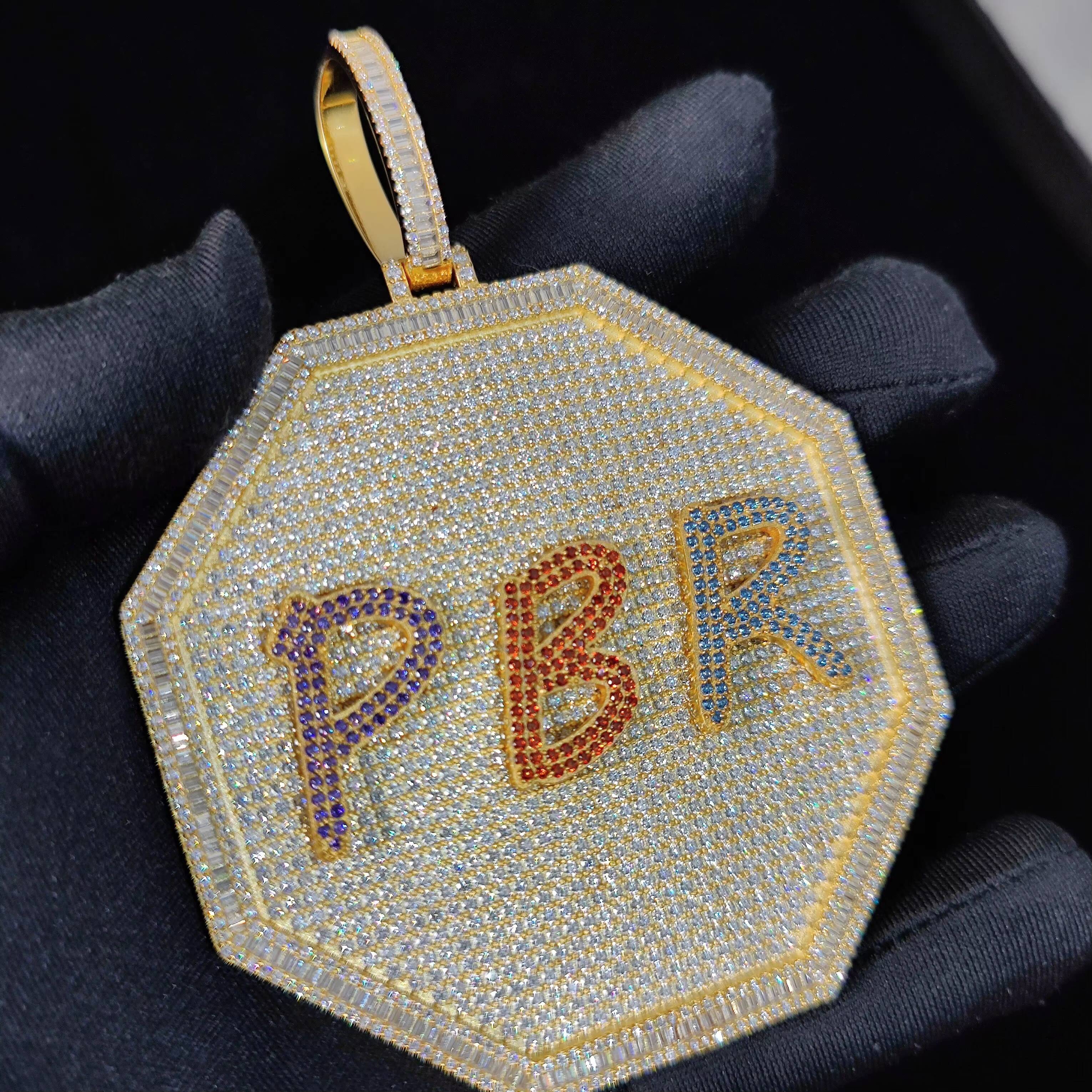 Custom Hip Hop Jewelry Crystal Moissanite Iced Out Men Letter Charms moissanite Bling Pendant Designer's style