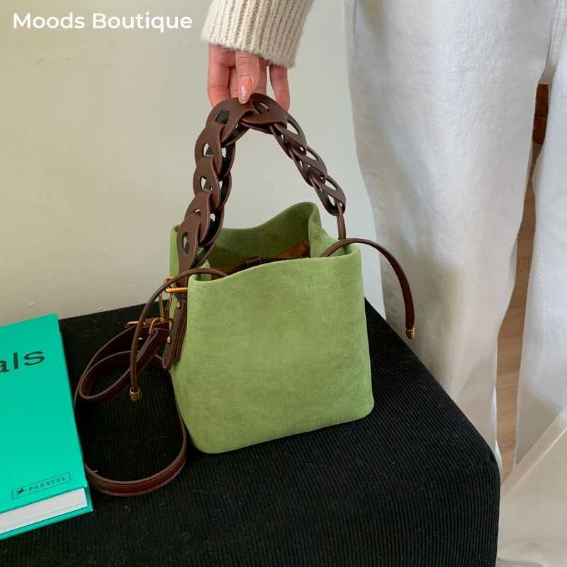 Designer bag 2025 Autumn Lat Drstring Bucket Handbags For Wen Faux Suede Leopard Prints Shoder Crossbody Bag With Braided TopHandle Y251029