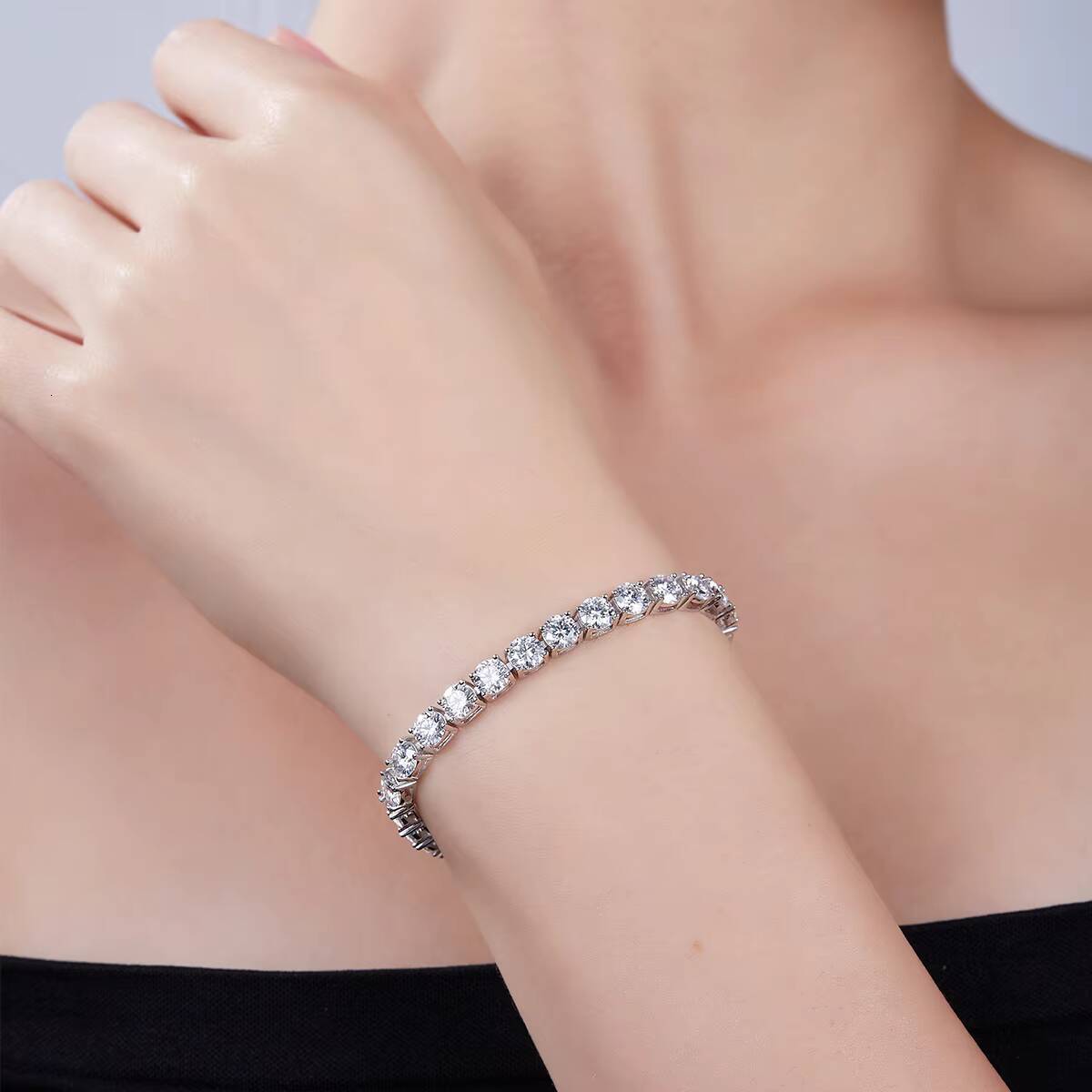 Haute Joaillerie 5MM Moissinate Sterling Silver S925 Diamond Chains Tennis Bracelet High Jewelry Custom Tennis Bracelet Silver