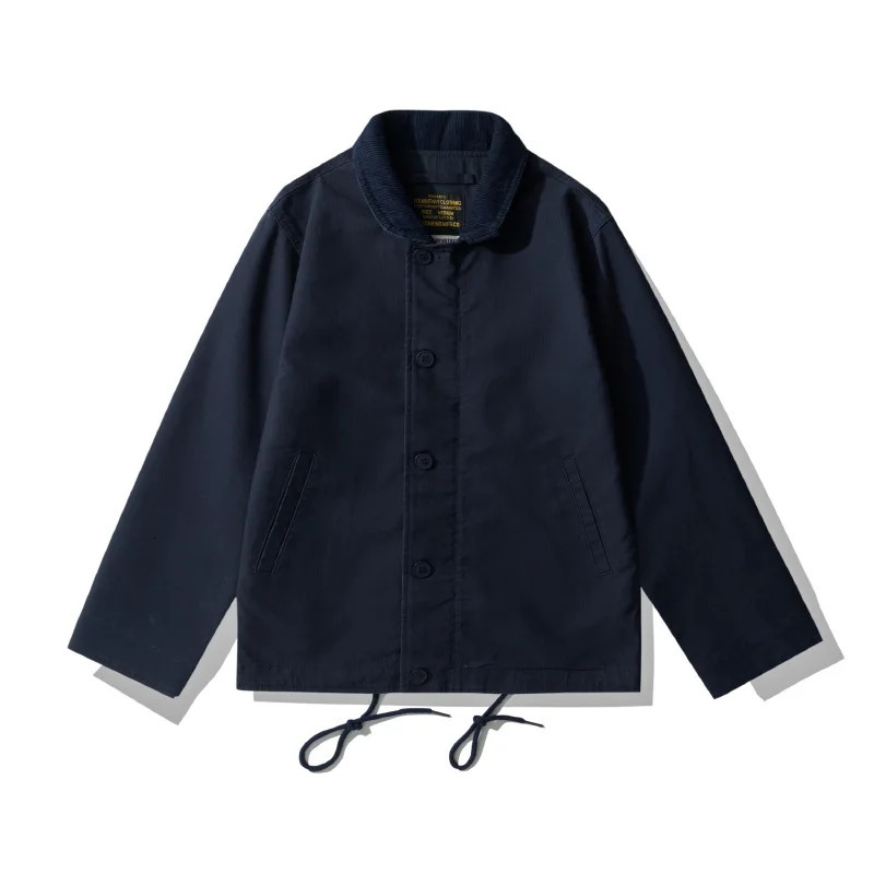 JUNGLE CROSS 115oz OKONKWO Navy N1 DECK JACKET Thin Stand up Collar Jacket Coat Amekaji 100 Cotton Autumn American Vintage 251016